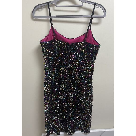 Pear Culture Multi-Colored Sequined Mini Dress Size 3/4 - Picture 2 of 7
